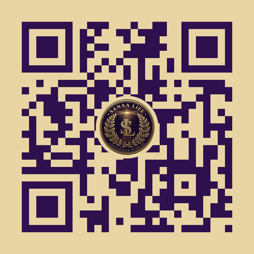 Sovereign seal of Sanaa Life — scan to visit sanaa.life